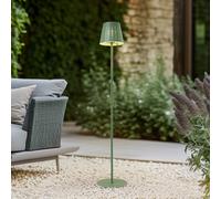 Lindby lámpara de pie LED solar Hilario, verde, hierro, batería recargable