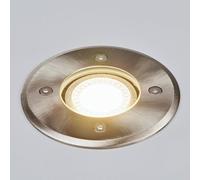 Lindby Lámpara de suelo empotrable Insa, Ø11cm, acero inoxidable, GU10, IP67