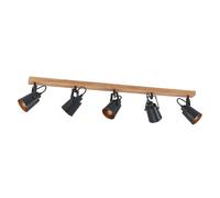 Lindby lámpara de techo en negro, madera, foco