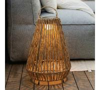 Lindby lámpara LED solar Amaria, ratán, luz, Ø 27 cm