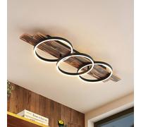 Lindby Plafón LED Sentoa, madera, 100 cm de largo, 3.000 K