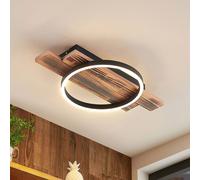 Lindby Plafón LED Sentoa, madera, 52,8 cm de largo, 3.000 K