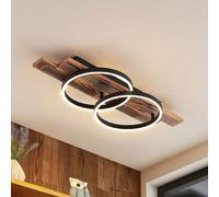 Lindby Plafón LED Sentoa, madera, 75 cm de largo, 3.000 K