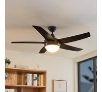 Lindby ventilador de techo con luz Auraya, silencioso, negro