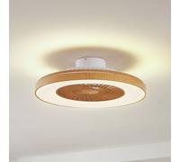 Lindby Ventilador de techo LED Teleo, Ø 58 cm, color madera, CCT