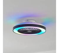 Lindby Ventilador de techo LED Teleo, Ø48 cm, negro, CC, Tuya