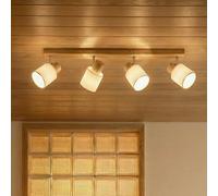 Lindby Wanessa downlight de techo, 67cm, 4 luces, madera, blanco, E14