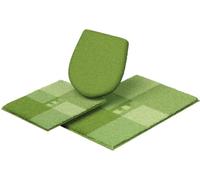 Linea Due Alfombra de Baño 3D, Ultra Suave y Absorbente, Antideslizante, 5 Años de Garantía, MERKUR, Set de 3 Piezas Cubierta de WC, 40x50+50x80 cm, Verde