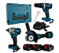 LINEA HD - Pack de Herramientas a Batería: Amoladora + Taladro/Atornillador + P. Impacto + 3 Baterías con Maletín