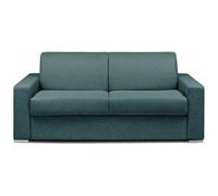 LINEA SOFA Sofá Cama de 3 plazas de Tela Tipo Italiano CALITO - Azul - Somier de láminas de 140 cm - Colchón 16 cm con Espuma con Memoria de Forma