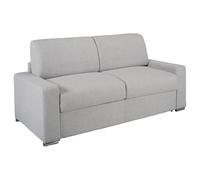 LINEA SOFA Sofá Cama de 3 plazas de Tela Tipo Italiano CALITO -Gris - Cama de 140 cm - Colchón 16 cm con Espuma con Memoria de Forma
