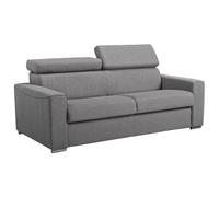 LINEA SOFA Sofá Cama de 3 plazas de Tela Tipo Italiano Vizir - Gris - Somier de láminas de 140 cm - Colchón de 18 cm con Memoria de Forma