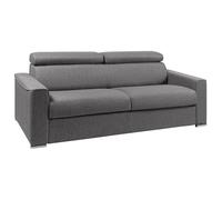LINEA SOFA Sofá Cama de 4 plazas de Tela Tipo Italiano Vizir - Gris - Somier de láminas de 160 cm - Colchón de 14 cm con Memoria de Forma