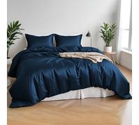 LINENWALAS Juego de ropa de cama completo de bambú 100 % orgánico para cama tamaño King, juego de ropa de cama de seda de bambú suave y refrescante, 1 funda de edredón, 1 sábana bajera y 2 fundas de
