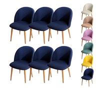 LinFortune Funda para Silla de Comedor con Respaldo Curvo Funda para Silla Redonda A Cuadros Funda Protectora para Silla de Comedor Redonda para Comedor Sala de Estar Hotel Azul 6 Piezas