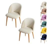 LinFortune Funda para Silla de Comedor con Respaldo Curvo Funda para Silla Redonda A Cuadros Funda Protectora para Taburete Redondo Funda Protectora para Silla de Comedor Color Crema 2 Piezas