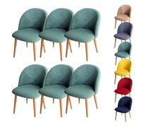 LinFortune Fundas para Sillas de Comedor Fundas para Sillas con Respaldo Curvo A Cuadros Fundas Elásticas Modernas para Sillas Curvas Fundas para Taburetes Redondos 6 Piezas Color Verde