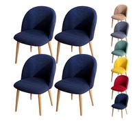 LinFortune Fundas para Sillas de Comedor Fundas para Sillas con Respaldo Curvo A Cuadros Fundas Elásticas Modernas para Sillas Curvas Fundas para Taburetes Redondos 4 Piezas Azul