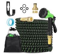 LINGKY Manguera Jardin Extensible 7.5 Metros con 8 Funciones de Riego - Manguera Jardin Enrollable de Polyester 3750D - Conectores de 1/2", 3/4" y Universal Para Grifo Incluido - Garden Hose