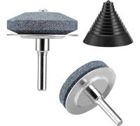 LINGMING 2 afiladores de cuchillas para cortacésped y 1 kit de equilibrador, juego de piedra de afilar universal para taladros eléctricos, herramienta de jardín para afilar cuchillas