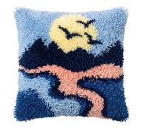 LingxiCreati Kit De Ganchillo Latch Hook 43X43Cm Returning Wild Geese | kit de bordado DIY, funda de cojín decorativa para sofá, manualidades para principiantes
