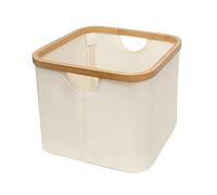 LINHOME Cesta plegable para la colada 20L - Cesta resistente al agua para ropa seca y mojada - Cesta para ropa y sábanas - ideal para lavandería, baño y dormitorio -RS22110-1- 30x30x24.5cm-Blanco roto