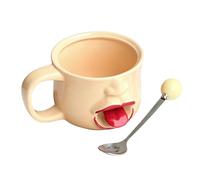 Linhubily Taza De Café Con Lengua - con Asa Cuchara 255 ml Recipiente para Bebidas,Tazas Divertidas 3D Con Lengua Fuera - para Mujeres Hombres Cumpleaños Estreno Casa Oficina Cocina