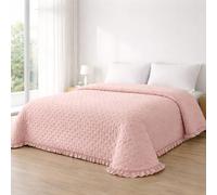 Liniva Home - Colcha Bouti Lavada Termosellada con Volante, SIN Cojines, Ligera para Verano y Entretiempo, 100% Microfibra, Tacto Extra Suave - Modelo Puntitos Elba (Elba - Rosa, Cama 150cm)