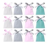 Linkidea 12 bolsas de terciopelo con cordón, pequeñas bolsas de regalo para joyas, dulces, bodas, mini bolsa de regalo de lujo para regalos, fiestas, embalaje de Navidad (multicolor)