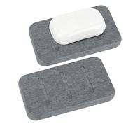 Linkidea Diatomite Jabonera Secado rápido, diatomáceo, Absorbente, Antibacteriano, Soporte para Barra jabón para Ducha, Soporte para jabón Hecho Piedra Tierra diatomáctica en seco, 2 Unidades (Gris)