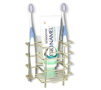 Linkidea Gold - Soporte de pared para cepillos de dientes de acero inoxidable para baño, para cepillos de dientes eléctricos, pasta de dientes, afeitadora, encimera autoadhesiva, organizador 3 ranuras