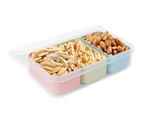 Linkidea - Juego de 1 minicontenedores para refrigerios con 3 compartimentos extraíbles, reutilizables, aptos para refrigeradores, microondas y lavavajillas (capacidad individual: 4,5 oz)