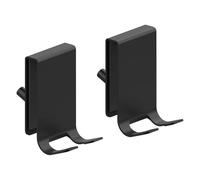 Linkidea - Juego de 2 ganchos de acero inoxidable para puerta de ducha o baño, con almohadilla de esponja antideslizante para puertas de vidrio sin marco (Negro Corto Doble Cara)