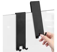 Linkidea - Juego de 2 ganchos de acero inoxidable para puerta de ducha o baño, con almohadilla de esponja antideslizante para puertas de vidrio sin marco (Negro Largo)