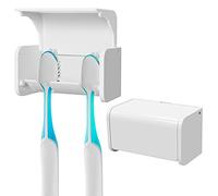 Linkidea - Juego de 2 Soportes para cepillos de Dientes de Pared con Tapa para Ducha, Caravana, baño, autoadhesivos, 2 Ranuras, para Viaje