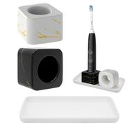 Linkidea Mini Soportes para cepillos de Dientes eléctricos con Plato de diatomita, Soporte de Cepillo de Dientes de mármol de cerámica para encimeras de tocador de baño, Juego de cepillos de Dientes