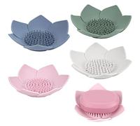 Linkidea Paquete de 4 jaboneras con Drenaje, Soporte de jabón de Barra de Silicona para baño, Bandeja de jabón en Forma de Flor para Fregadero de Cocina