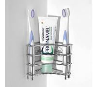 Linkidea Portacepillos de Dientes de Esquina para Pared, Estante Triangular de Acero Inoxidable para Paredes de Azulejos, Organizador Autoadhesivo para cepillos de Dientes eléctricos (Plateado)