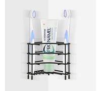 Linkidea Portacepillos de Dientes de Esquina para Pared, Estante Triangular de Acero Inoxidable para Paredes de Azulejos, Organizador Autoadhesivo para cepillos de Dientes eléctricos (Negro)