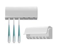 Linkidea Portacepillos de dientes de pared de 6 compartimentos,paquete de 2,colgador organizador para autocaravanas con tapa,portacepillos autoadhesivo compatible con CrossAction y Colgate Extra Clean