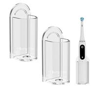 Linkidea Soporte para cepillo de dientes eléctrico de montaje en pared, colgador acrílico para cepillo de dientes eléctrico, organizador de cepillos de dientes autoadhesivo compatible con Oral-B iO,