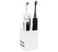Linkidea Soporte para Cepillo de Dientes eléctrico, Organizador de Pasta de Dientes de plástico, Soporte de encimera de 3 Ranuras Compatible con Oral-B iO Series y Philips Sonicare (Marco Blanco)