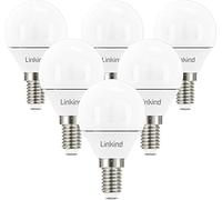 Linkind Bombilla LED E14, 5W Equivalente a 40W, Luz Frío 5000K, 470 Lúmen, Bombillas Esféricas con Casquillo Fino, CA 220 - 240V, No regulable, Paquete de 6…