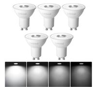 Linkind Bombillas LED GU10 Regulable, 5.7W equivalente a 75W halógena, Luz blanco frío 5000K, 600 Lúmenes, Foco LED con 110 ° ángulo de haz, paquete de 5.