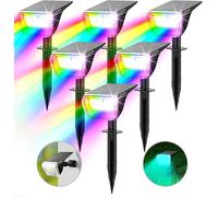 Linkind Luces solares coloridas para exteriores, RGB y blanco, foco solar de jardín con 10 modos, luces de estaca de jardín, montaje 2 en 1, foco exterior IP67 para fiestas, árboles, patio