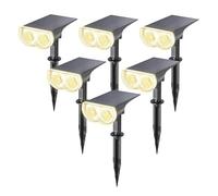 Linkind Luces Solares LED Exterior Jardin, Foco Solar con Sensor de Luz, Blanca Cálida 3000k 800lm, Lámpara Solar Impermeable IP65 para Iluminación de Caminos, Patio, Terreza y Camping (6 Piezas)