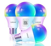 Linkind Matter Smart RGBTW Bombilla, WiFi LED E27, Bombilla Multicolor RGB/RGBTW 1800K-6500K, Compatible con Alexa Google Home, 9W equivalente a 60W, paquete de 4
