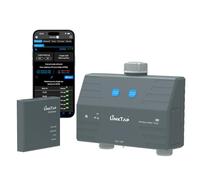 LinkTap D1 Programador Riego Inteligente con Gateway, 2 Zonas Separadas, Medidores de Flujo Integrados, Adaptable al Clima, Rango Más Amplio Que WiFi, Detección de Fallos en Tiempo Real, IP66