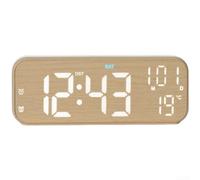 Linnkyfloa Reloj de escritorio LED digital con hora, fecha, día de la semana, temperatura ambiente, alarma, cuenta regresiva y silencio para interiores modernos (A)