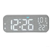 Linnkyfloa Reloj de escritorio LED digital con hora, fecha, día de la semana, temperatura ambiente, alarma, cuenta regresiva y silencio para interiores modernos (B)